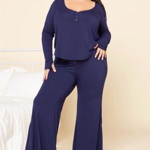 Popflex Deep Sleep Night Navy Henley and Bell Bottoms Set